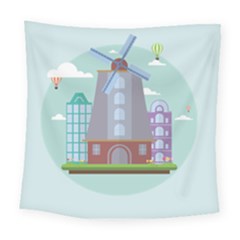 Amsterdam-landmark-landscape Square Tapestry (large) by Sudhe