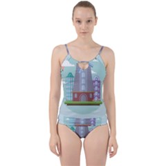 Amsterdam-landmark-landscape Cut Out Top Tankini Set by Sudhe