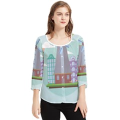 Amsterdam-landmark-landscape Chiffon Quarter Sleeve Blouse