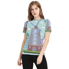 Amsterdam-landmark-landscape Women s Short Sleeve Rash Guard