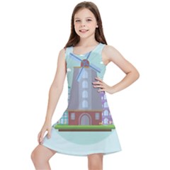 Amsterdam-landmark-landscape Kids  Lightweight Sleeveless Dress