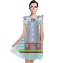 Amsterdam-landmark-landscape Tie Up Tunic Dress