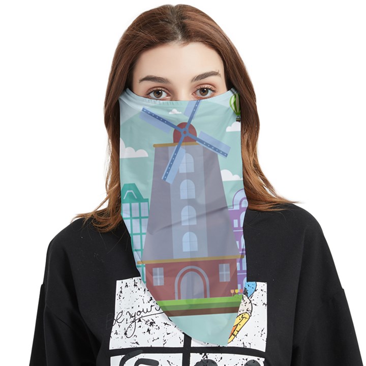 Amsterdam-landmark-landscape Face Covering Bandana (Triangle)