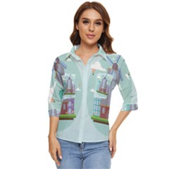 Amsterdam-landmark-landscape Women s Quarter Sleeve Pocket Shirt