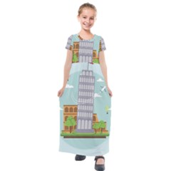 Roma-landmark-landscape-italy-rome Kids  Short Sleeve Maxi Dress by Sudhe