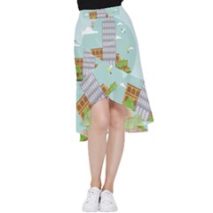 Roma-landmark-landscape-italy-rome Frill Hi Low Chiffon Skirt by Sudhe