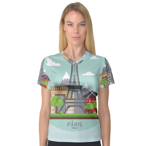 Paris-france-french-europe-travel V-neck Sport Mesh Tee by Sudhe