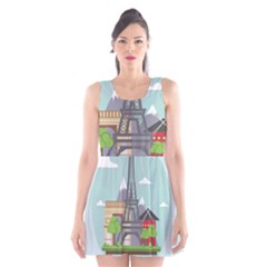 Paris-france-french-europe-travel Scoop Neck Skater Dress by Sudhe