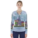 Paris-france-french-europe-travel V-Neck Long Sleeve Top View1