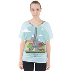 Paris-france-french-europe-travel V-neck Dolman Drape Top by Sudhe