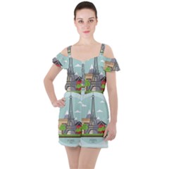 Paris-france-french-europe-travel Ruffle Cut Out Chiffon Playsuit by Sudhe