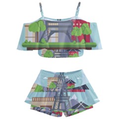 Paris-france-french-europe-travel Kids  Off Shoulder Skirt Bikini by Sudhe