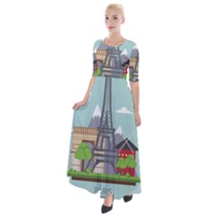 Paris-france-french-europe-travel Half Sleeves Maxi Dress by Sudhe