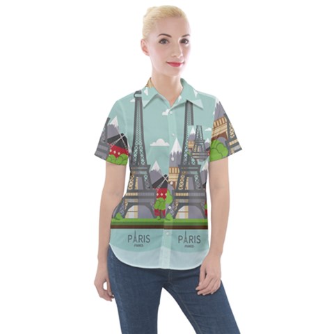 Paris-france-french-europe-travel Women s Short Sleeve Pocket Shirt by Sudhe