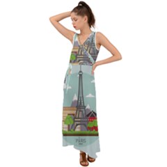 Paris-france-french-europe-travel V-neck Chiffon Maxi Dress by Sudhe