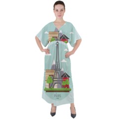 Paris-france-french-europe-travel V-neck Boho Style Maxi Dress by Sudhe