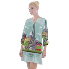 Paris-france-french-europe-travel Open Neck Shift Dress by Sudhe