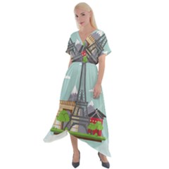 Paris-france-french-europe-travel Cross Front Sharkbite Hem Maxi Dress by Sudhe