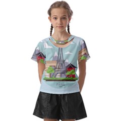 Paris-france-french-europe-travel Kids  Front Cut Tee by Sudhe