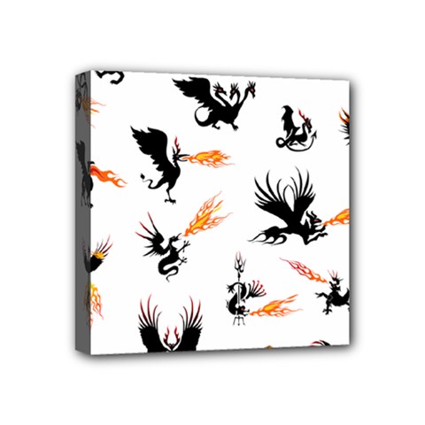 Dragon-phoenix-fire-bird-ancient Mini Canvas 4  X 4  (stretched) by Sudhe