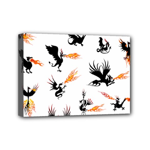 Dragon-phoenix-fire-bird-ancient Mini Canvas 7  X 5  (stretched) by Sudhe