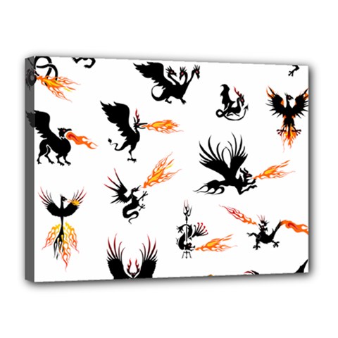 Dragon-phoenix-fire-bird-ancient Canvas 16  X 12  (stretched) by Sudhe