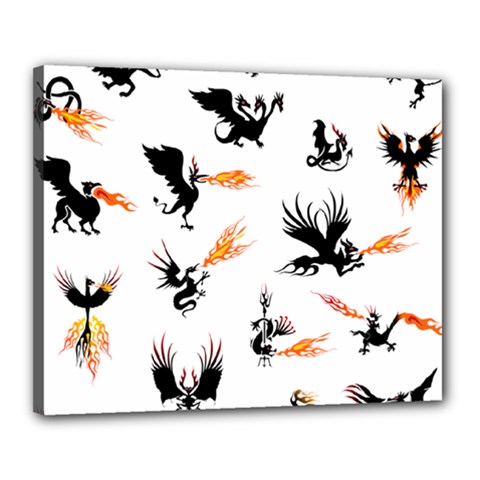 Dragon-phoenix-fire-bird-ancient Canvas 20  X 16  (stretched) by Sudhe