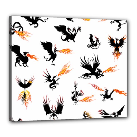 Dragon-phoenix-fire-bird-ancient Canvas 24  X 20  (stretched) by Sudhe