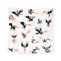 Dragon-phoenix-fire-bird-ancient Square Tapestry (small) by Sudhe