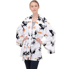 Dragon-phoenix-fire-bird-ancient Long Sleeve Velvet Kimono 