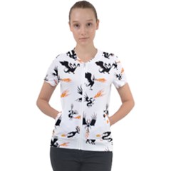 Dragon-phoenix-fire-bird-ancient Short Sleeve Zip Up Jacket by Sudhe