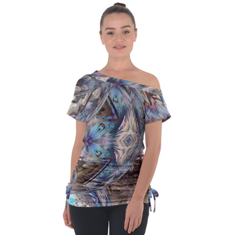 Tribal Pop Off Shoulder Tie-up Tee by MRNStudios