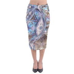 Tribal Pop Velvet Midi Pencil Skirt by MRNStudios