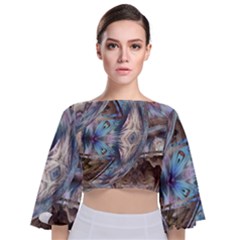 Tribal Pop Tie Back Butterfly Sleeve Chiffon Top by MRNStudios