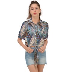 Tribal Pop Tie Front Shirt  by MRNStudios