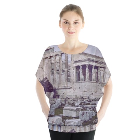 Erechtheum Temple, Athens, Greece Batwing Chiffon Blouse by dflcprintsclothing