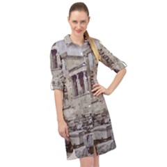 Erechtheum Temple, Athens, Greece Long Sleeve Mini Shirt Dress