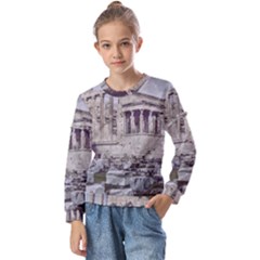 Erechtheum Temple, Athens, Greece Kids  Long Sleeve Tee With Frill 