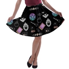 Pastel Goth Witch A-line Skater Skirt by NerdySparkleGoth