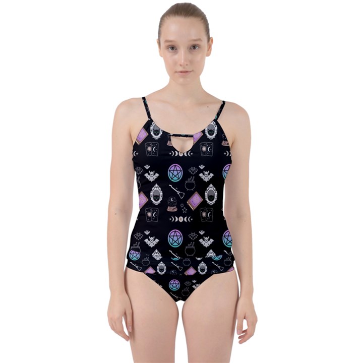 Pastel Goth Witch Cut Out Top Tankini Set