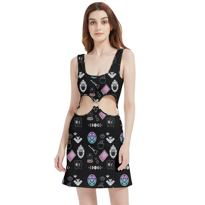 Pastel Goth Witch Velvet Cutout Dress