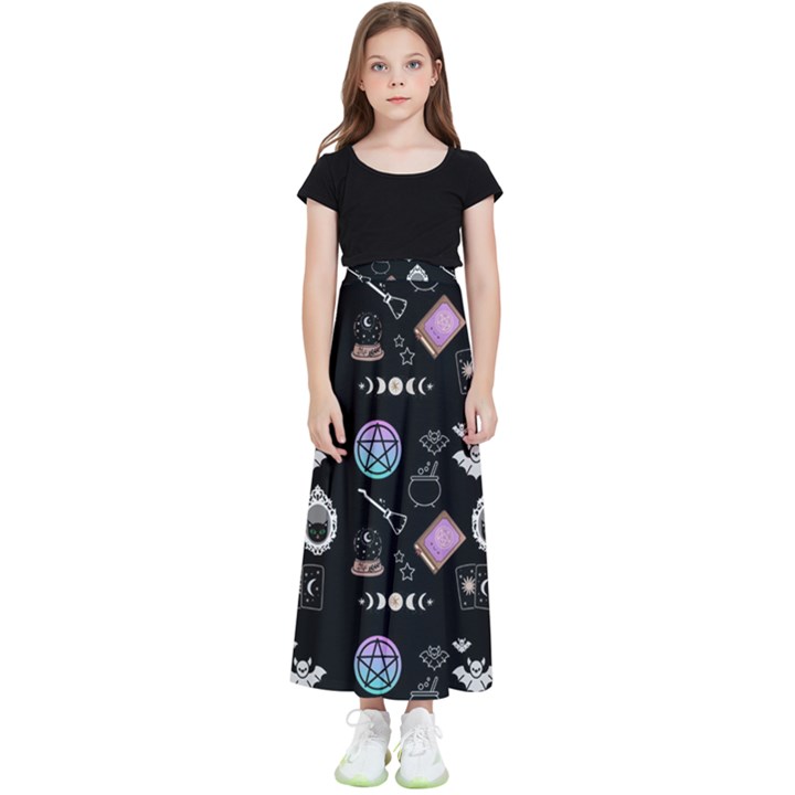 Pastel Goth Witch Kids  Flared Maxi Skirt