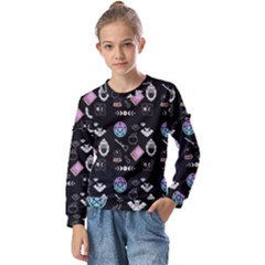 Pastel Goth Witch Kids  Long Sleeve Tee With Frill 