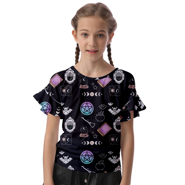 Pastel Goth Witch Kids  Cut Out Flutter Sleeves