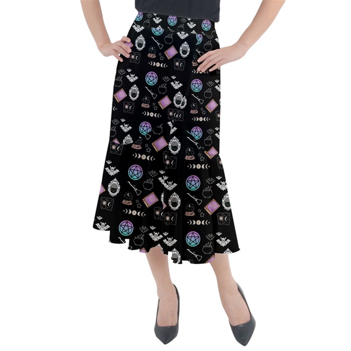 Pastel Goth Witch Midi Mermaid Skirt