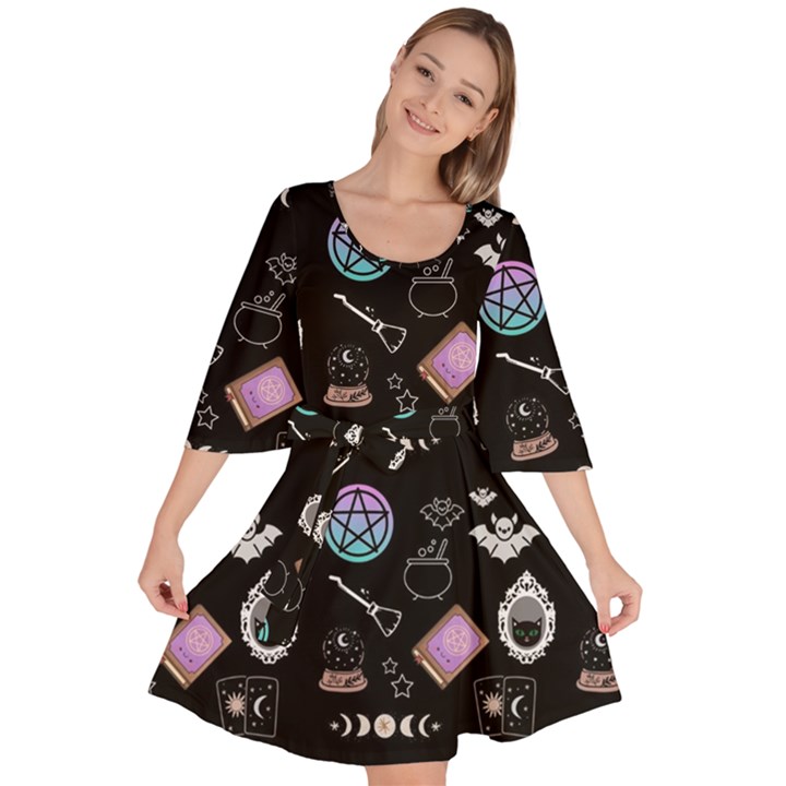 Pastel Goth Witch Velour Kimono Dress