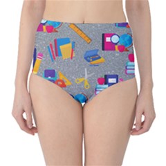 80s And 90s School Pattern Classic High-waist Bikini Bottoms by NerdySparkleGoth