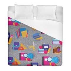 80s And 90s School Pattern Duvet Cover (full/ Double Size) by NerdySparkleGoth