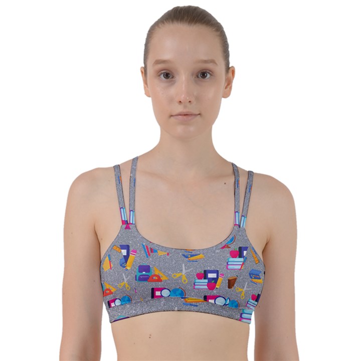 80s and 90s School Pattern Line Them Up Sports Bra