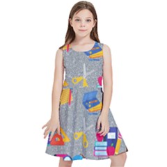 80s And 90s School Pattern Kids  Skater Dress